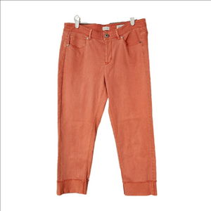 J.Jill Women’s Coral Authentic Fit Cropped Raw Hem Cotton Spandex Denim size 10